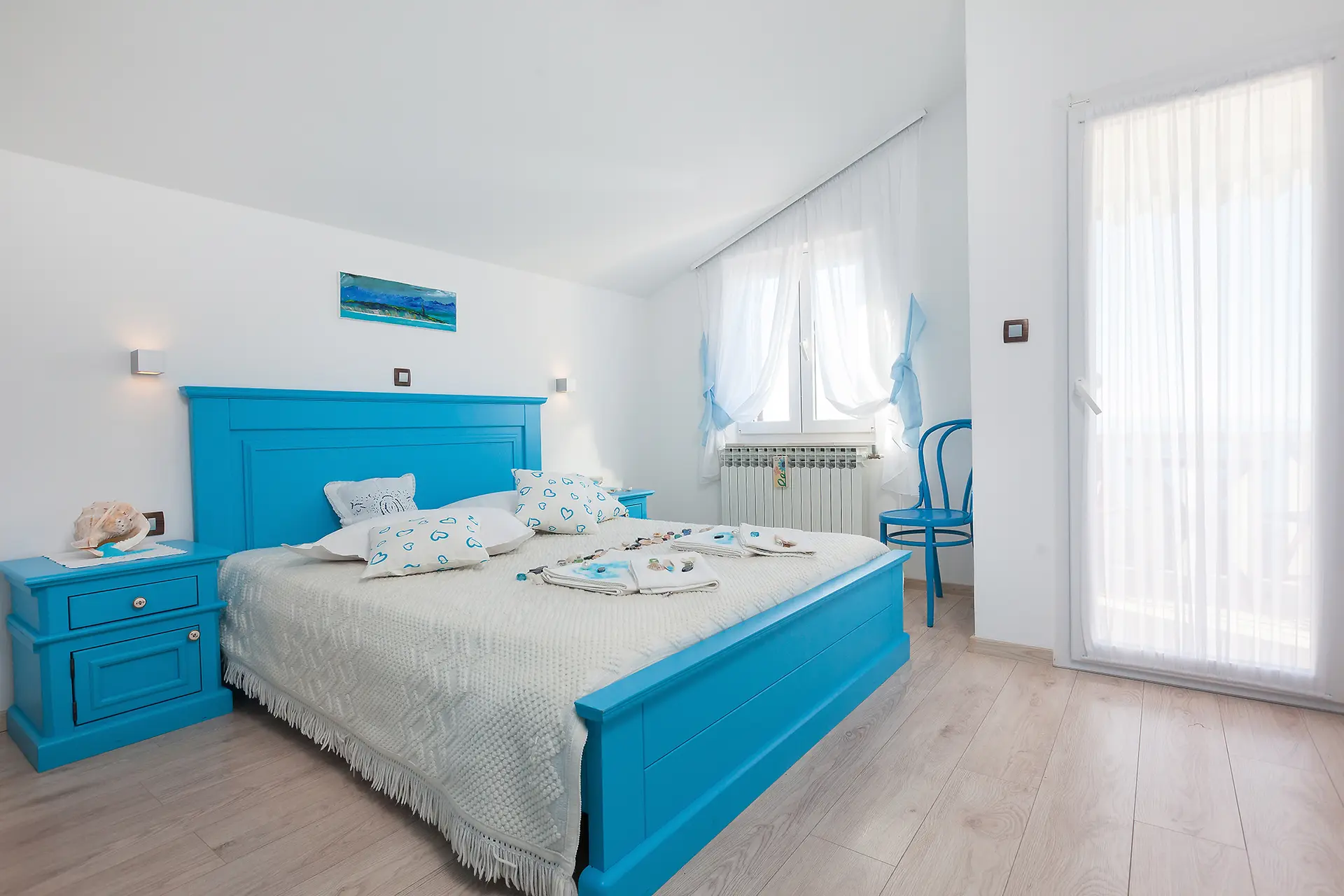 Blue bedroom at Villa Keti