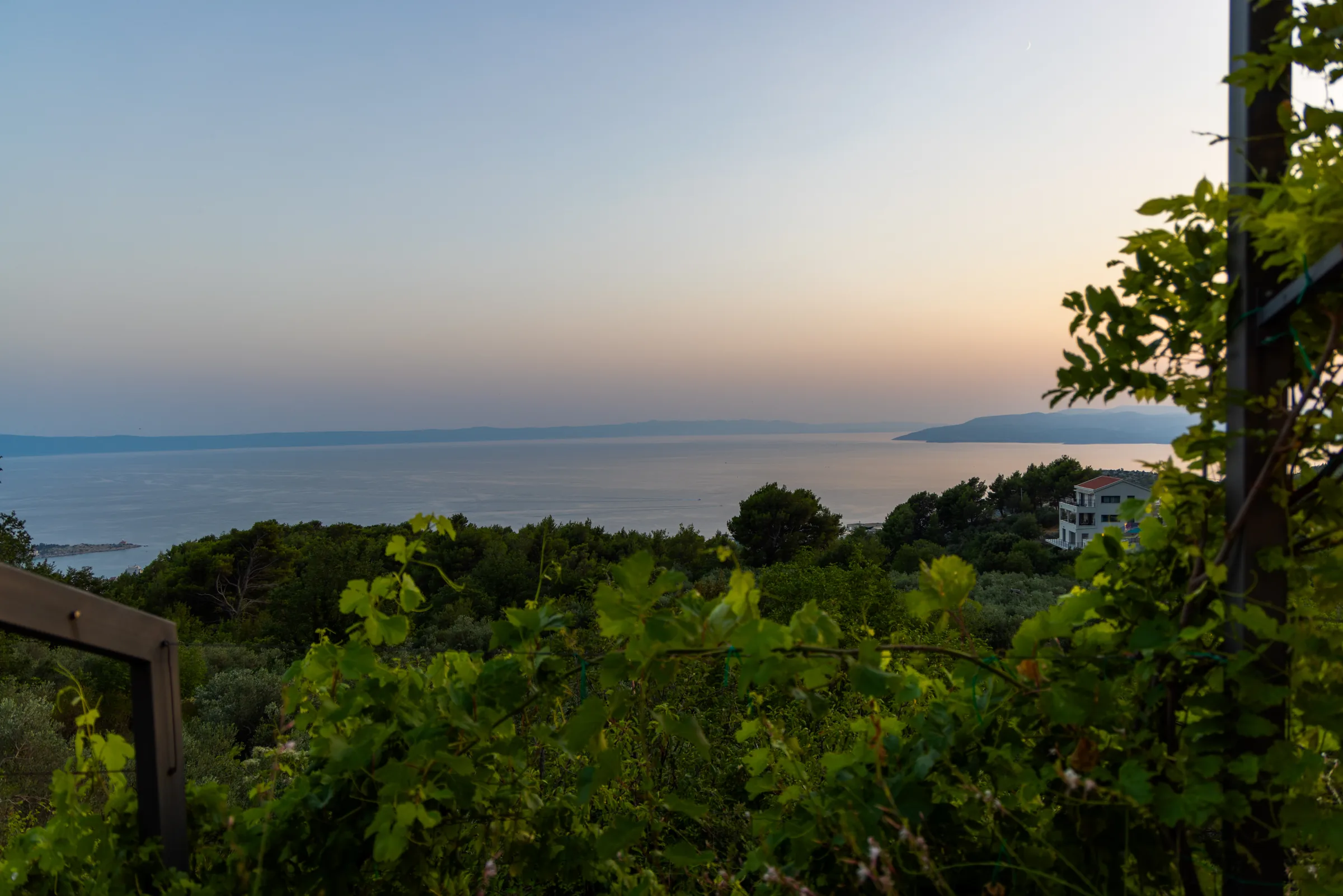 Adriatic and island view from the villa at dusk
